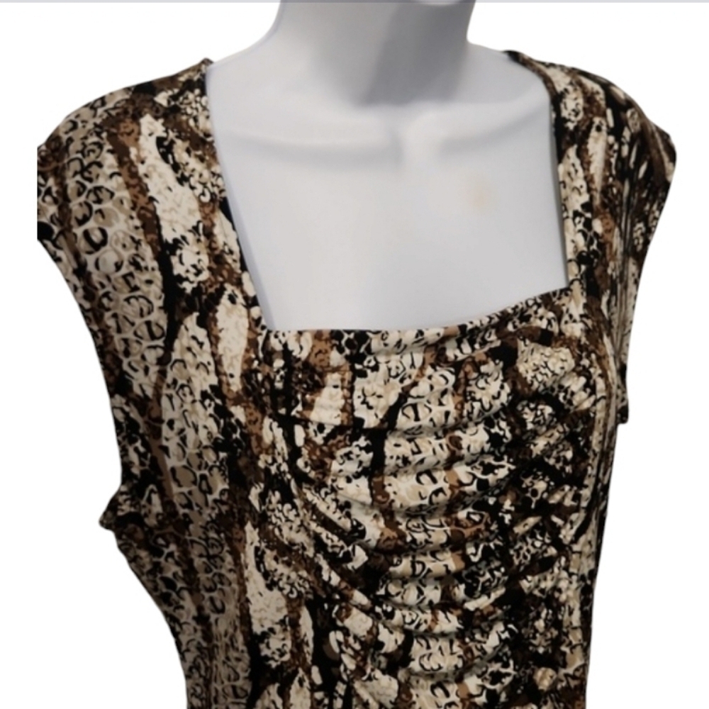 Style & Co Animal Print Ruched Front Top - Picture 2 of 4